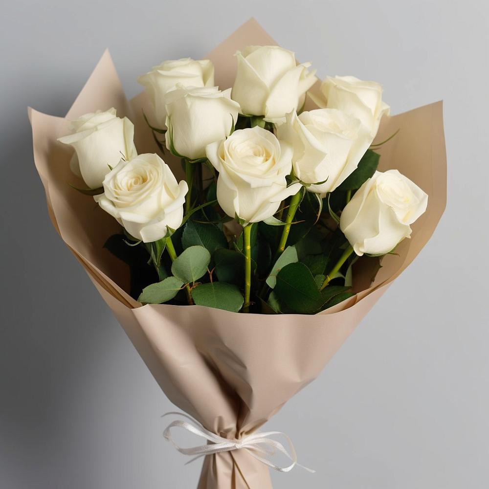 Букет 9 Белых роз Эдлесс Лав в Советском Республики Крым