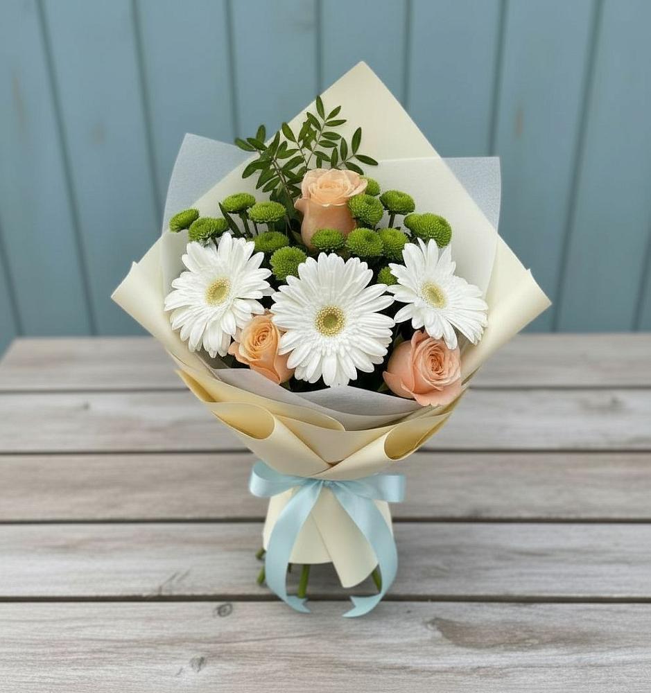 Букет цветов из: Герберы, Розы и Хризантемы в Советском Республики Крым