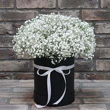 Цветочная композиция из Гипсофила в шляпной коробке в Советском Республики Крым
